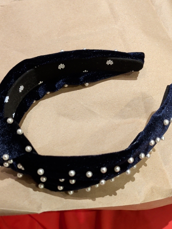 Lele Sadoughi X Crewcuts Navy Velvet Pearl-Embellished Headband main image 7